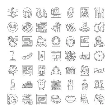 Thin line icons collection representing various concepts Stock Illustration