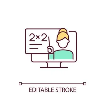 Thin line icons with enhanced teaching concept Stock Illustration