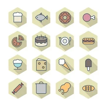 Thin line icons for food Иллюстрация