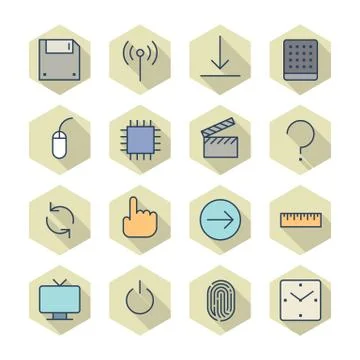 Thin line icons for interface Stock Illustration