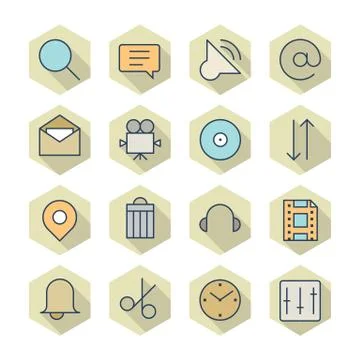 Thin line icons for interface Stock Illustration