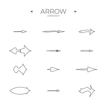 Thin Line Icons. Linear Arrow icons set. Arrow basic UI elements. To use in web Stock Illustration