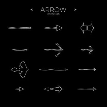 Thin Line Icons. Linear Arrow icons set. Arrow basic UI elements. For Web Stock Illustration