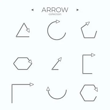 Thin Line Icons. Linear Arrow icons set. Arrow basic UI elements. Simple Minimal イラスト素材