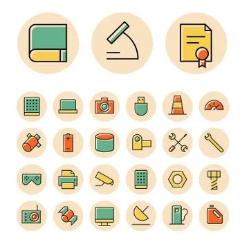 Thin line icons for science and technology Stock Illustration