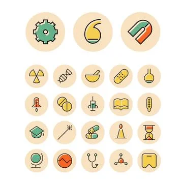 Thin line icons for science and medical Stock Illustration