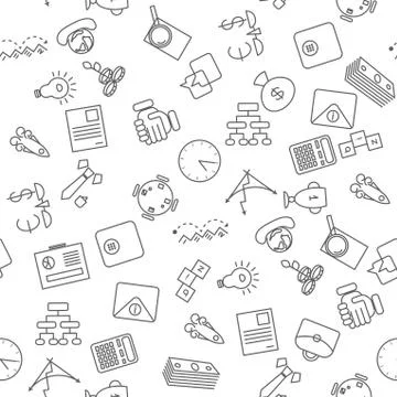 Thin line icons seamless pattern Stock Illustration
