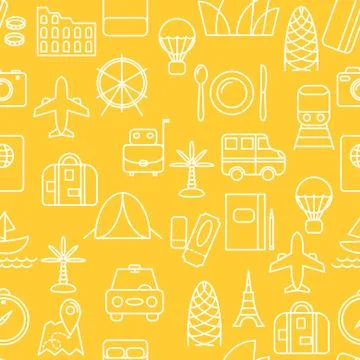 Thin line icons seamless pattern Stock Illustration
