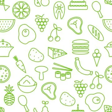 Thin line icons seamless pattern Stock Illustration