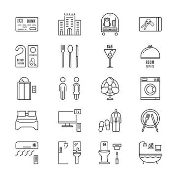 Thin line icons set hotel and rest Stock Illustration