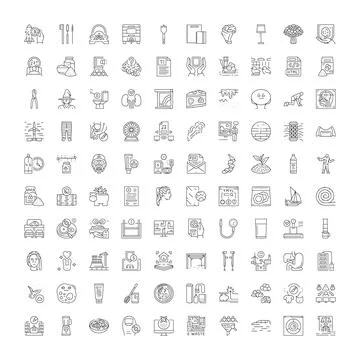 Thin line icons set presenting diverse web symbols Illustrazione stock