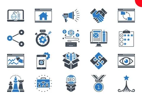Thin Line Icons Set of Search Engine Optimization Stockillustratie