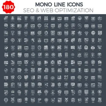 Thin Line Icons Set of Search Engine Optimization Stock Illustration