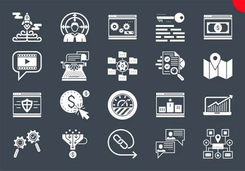 Thin Line Icons Set of Search Engine Optimization Illustrazione stock