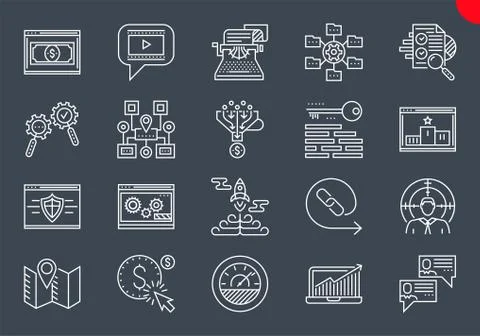 Thin Line Icons Set of Search Engine Optimization Stock Illustration