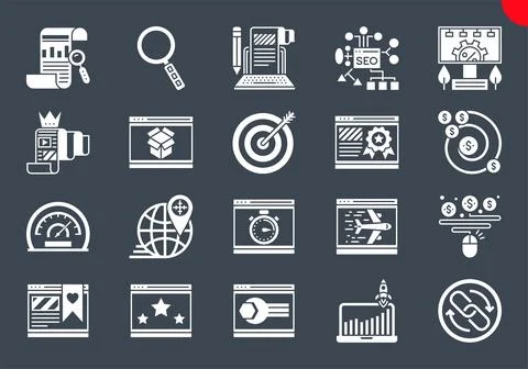 Thin Line Icons Set of Search Engine Optimization Stock Illustration