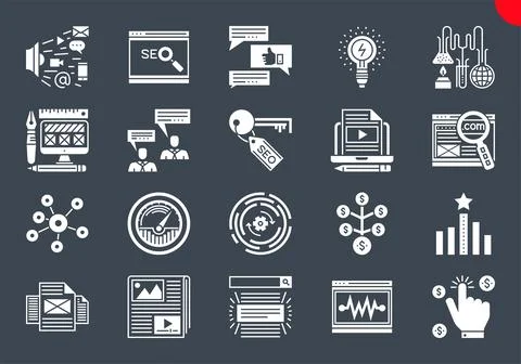 Thin Line Icons Set of Search Engine Optimization Illustrazione stock
