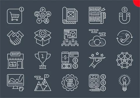 Thin Line Icons Set of Search Engine Optimization Illustrazione stock