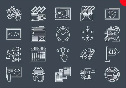 Thin Line Icons Set of Search Engine Optimization Illustrazione stock