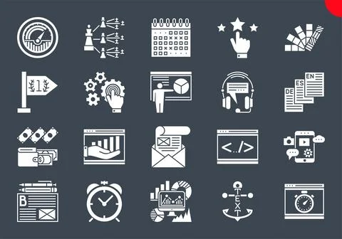 Thin Line Icons Set of Search Engine Optimization Illustrazione stock