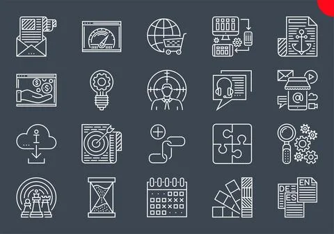 Thin Line Icons Set of Search Engine Optimization Stock Illustration