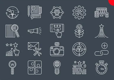 Thin Line Icons Set of Search Engine Optimization Illustrazione stock