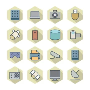 Thin line icons for technology Stock Illustration