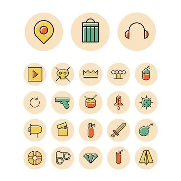 Thin line icons for user inteface and technology Stock Illustration
