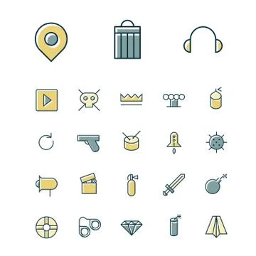 Thin line icons for user inteface and technology Stock Illustration