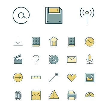 Thin line icons for user inteface and technology Stock Illustration