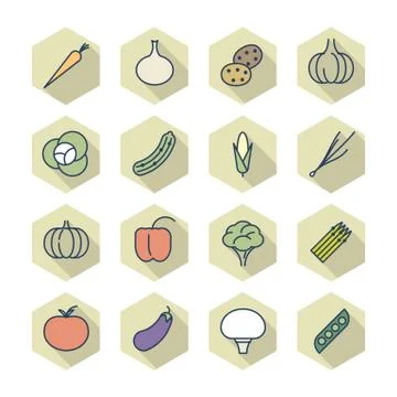 Thin line icons for vegetables Stock Illustration