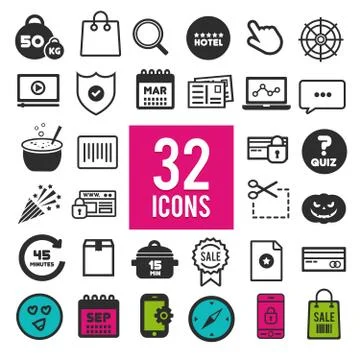 Thin line icons for Web and Mobile on white background. Stock Illustration