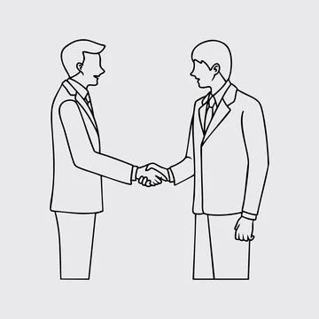 Thin line illustration of an agreement between two businessmen Stock Illustration