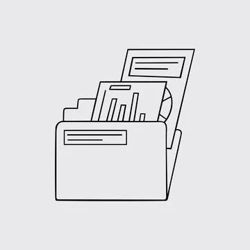 Thin Line Illustration of Storage For File or Folder in Business Stock Illustration