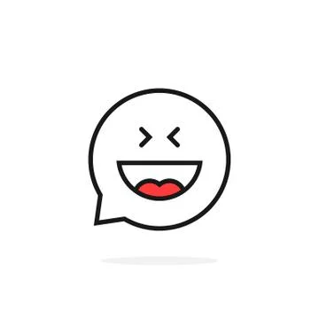 Thin line joy emoji speech bubble logo Stock Illustration