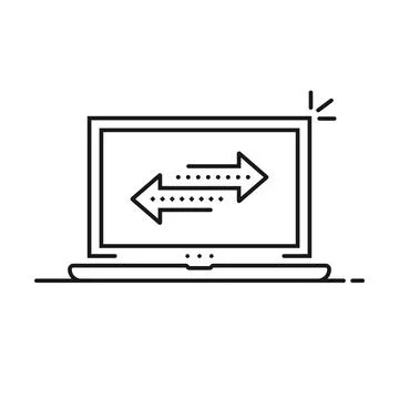 Thin line laptop like easy file transfer Stock Illustration