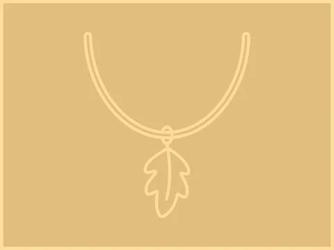 Thin Line Leaf Hanging From Necklace Outline Jewelry Design 스톡 일러스트