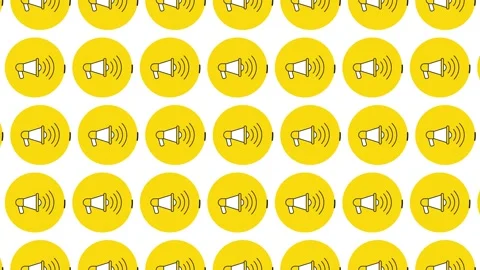 Thin line Loudspeaker symbols in pattern on a white background. Seamless loop Stock Footage 221775686