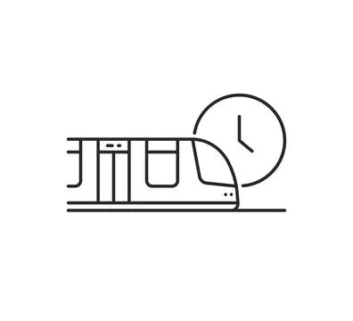 Thin line metro train arrival icon Stock Illustration