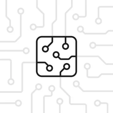 Thin line microchip on circuit board Stock Illustration