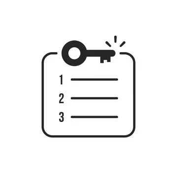 Thin line minimal checklist with keywords Stock Illustration