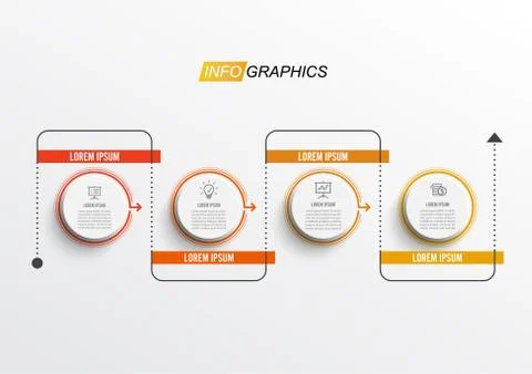 Thin line minimal infographic design template with 4 options or steps. Can be Stock Illustration