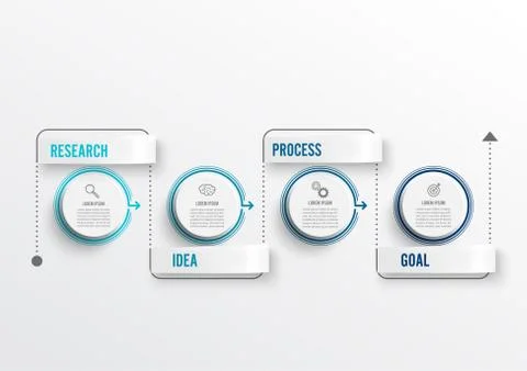 Thin line minimal infographics design template with icons and 4 options or st Stock Illustration