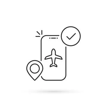Thin line mobile air booking icon Stock Illustration