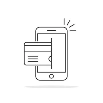 Thin line mobile payment with smart phone Stock Illustration