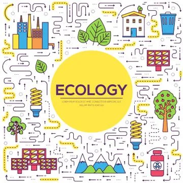 Thin line natural resources modern illustration concept. Infographic way from Stock Illustration