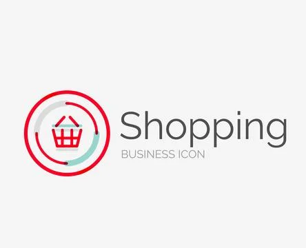 Thin line neat design logo, shopping cart icon Stock Illustration