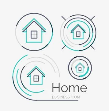 Thin line neat design logo set, home idea Stock Illustration