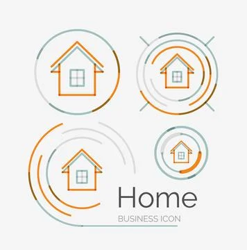 Thin line neat design logo set, home idea Stock Illustration