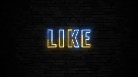 'LIKE' thin line neon border lines title animation Stock Footage 153385818